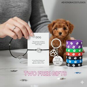 New pet memorial Bracelets & Keychain Set with free pack of 7 colored bracelets